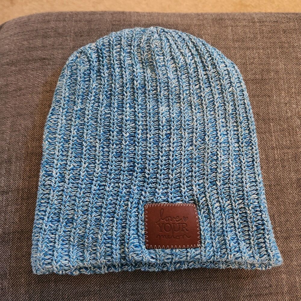 Love Your Melon Knit Beanie Hat Teal Color One Size Approx. 10.5" W x 11.5" L